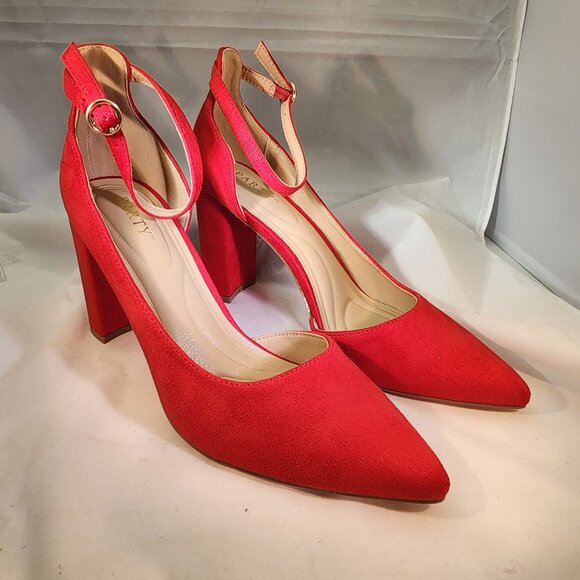 New Closed Toe Pumps 3-Inch Chunky Heels Pumps Ankle Strap Dress Wedding Shoes - Picture 7 of 9